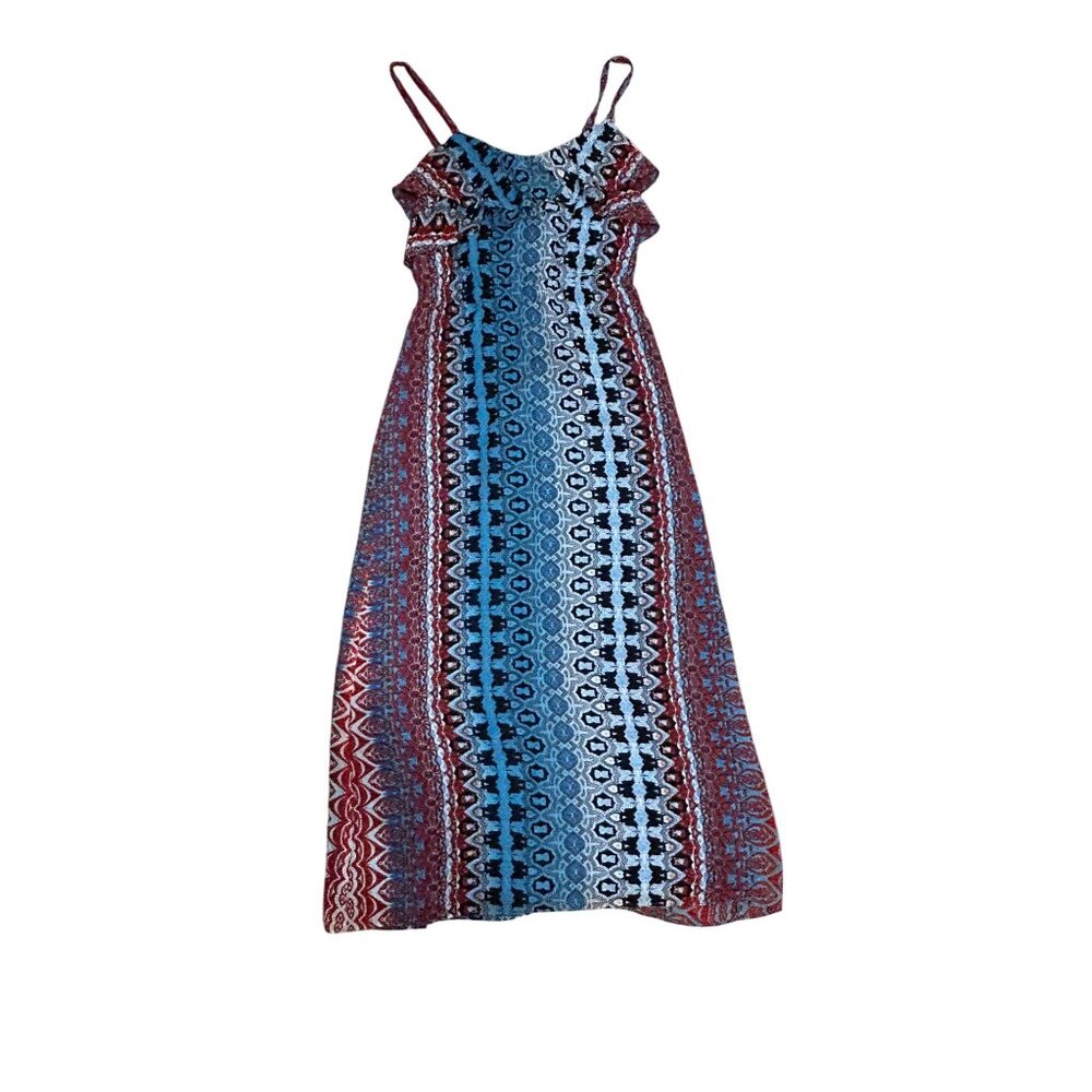 I.N.C. International Concepts Womens Bohemian Maxi Dress Medium Red & Blue 1660